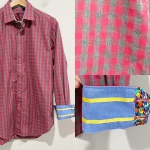 ROBERT GRAHAM Button Down Shirt Checked Striped Size Small